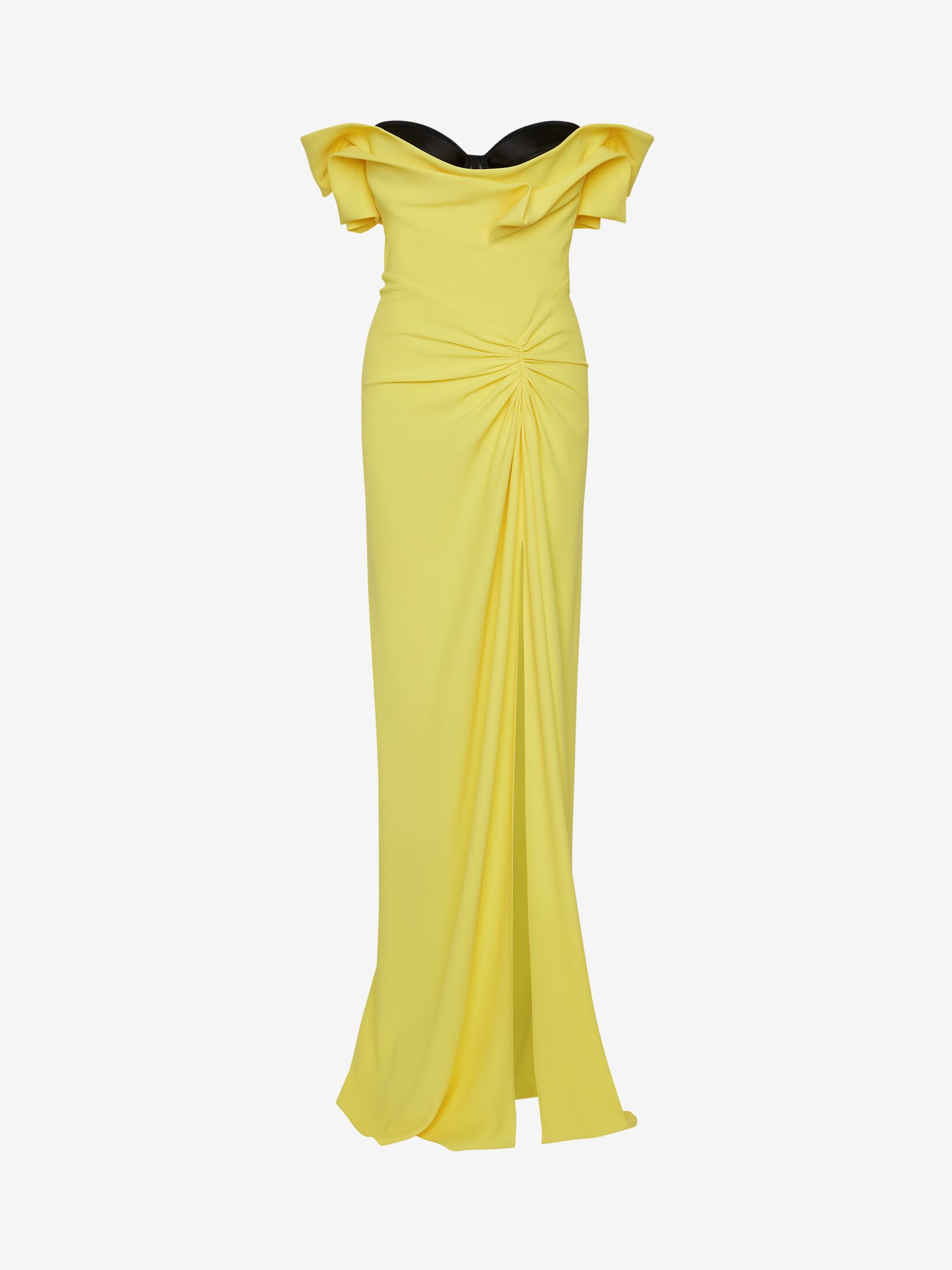 فستان أصفر من أليكسندر ماكوين بلا أكتاف