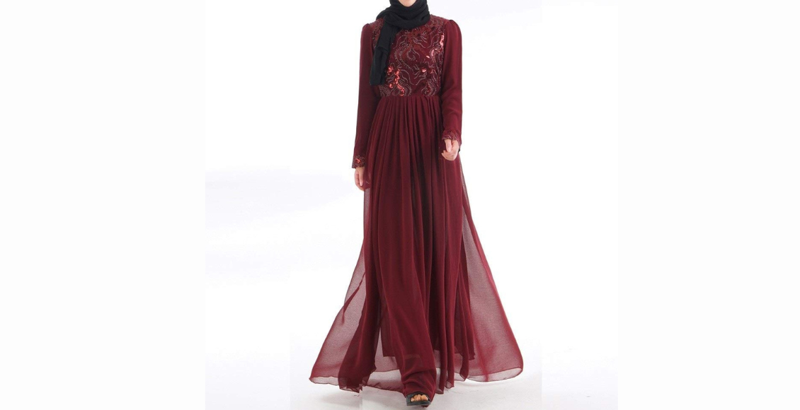 فستان كاجوال باللون الخمري من الشيفون