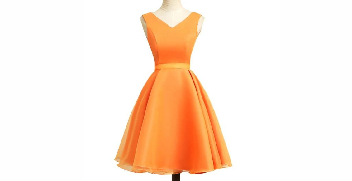 فستان كت قصير باللون البرتقالي