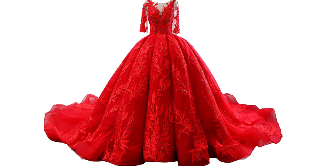 فستان زفاف باللون الأحمر 2022
