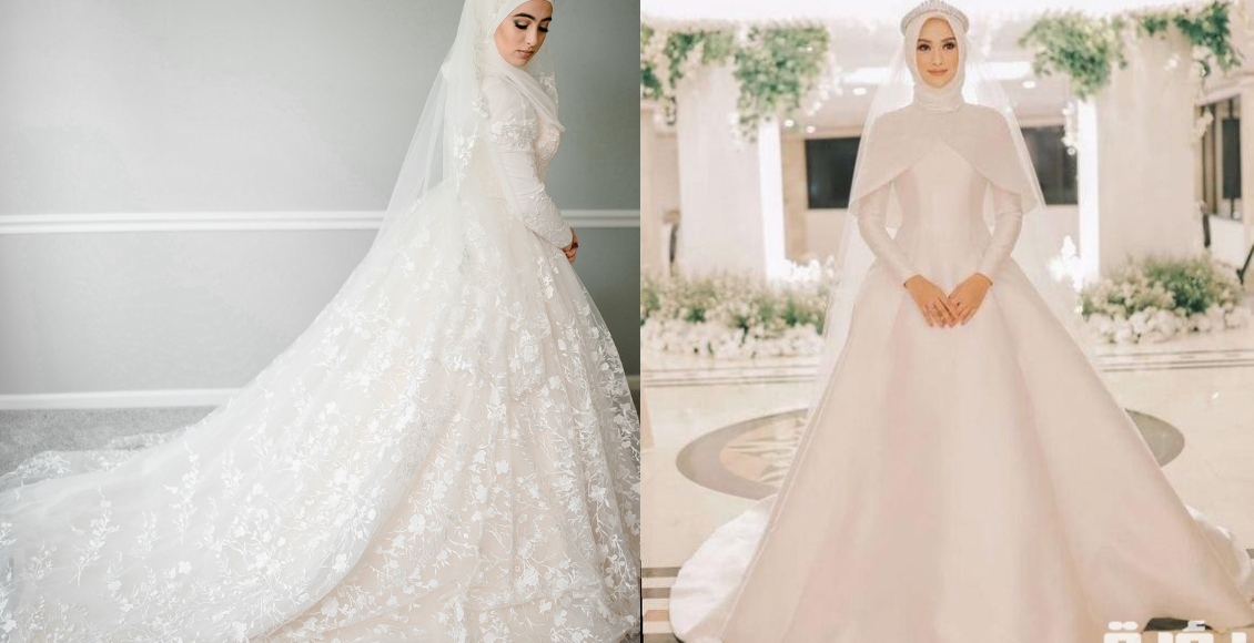 فستان زفاف واسع للمحجبات من الشيفون